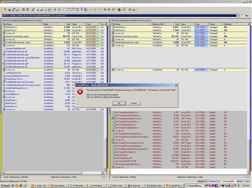 Crash snapshot